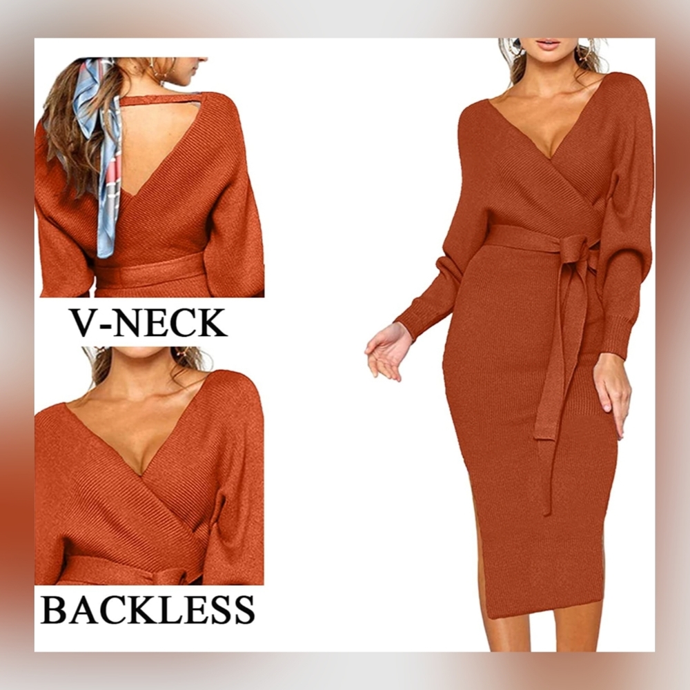 🎀Women's | V Neck Bodycon Dress | Large - Picture 2 of 9